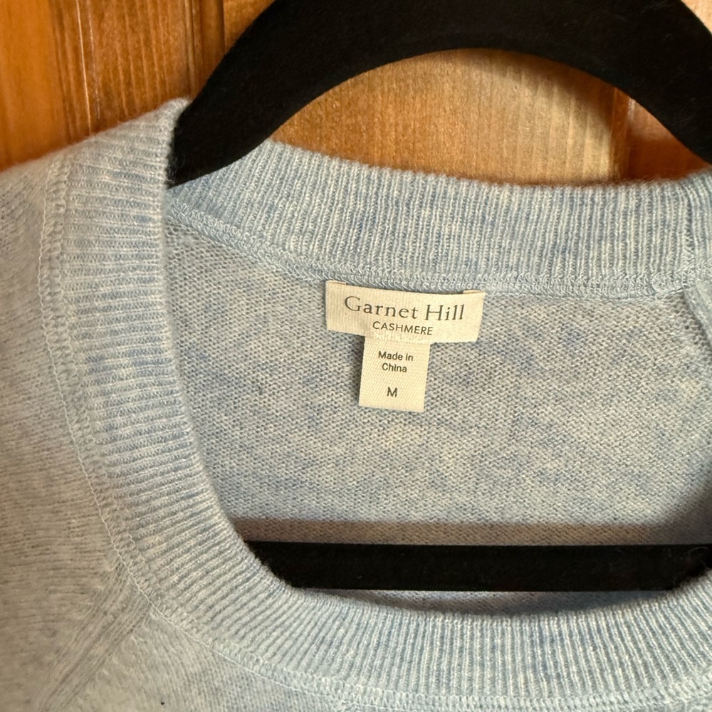 Garnet Hill Light Blue Cashmere Sweater size M - Picture 3 of 3